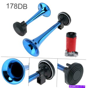 Train Horn 178DB�X�[�p�[���E�h�G�A�z�[��12V�f���A���g�����y�b�g�R���v���b�T�[�Ԃ̃g���b�N��ԃ{�[�g�č� 178DB Super Loud Air Horn 12V Dual Trumpet Compressor Car Truck Train Boat US �y���s�A���i�z