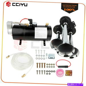 Train Horn 150fVx12V3gybg150PSIԓdԃ{[gp̃GARvbT[GAVXez[Lbg 150dB 12V 3 Trumpet 150PSI Air Compressor Air System Horn Kit For Car Train Boat