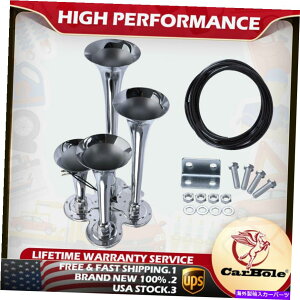 Train Horn 12V�d�ԃG�A�z�[��4�̃g�����y�b�g�N�������b�L�̂��߂Ƀg���b�N�̃J�[���E�h�T�E���h�f�V�x��6FT�z�[�X 12V Train Air Horn 4 Trumpets Chrome Plated For Truck Car Loud Sound dB 6FT Hose �y���s�A���i