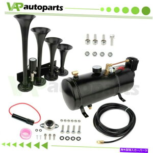 Train Horn 4gybgԃz[Lbg1Gal 150PSIGA^NRvbT[tVXeLbg 4 Trumpets Train Horn Kit 1Gal 150PSI Air Tank Compressor Full System Kit