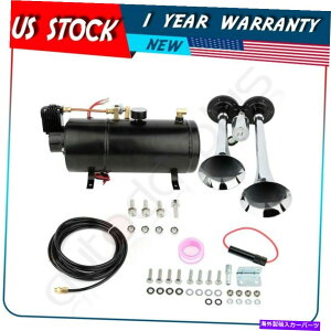 Train Horn ^VfAgybg150 PSIGA[RvbT[SȃVXeGAgCz[Lbg Brand New Dual Trumpet 150 PSI Air Compressor Complete System Air Train Horn Kit