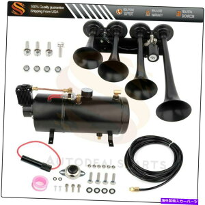 Train Horn gbNJ[gCVXep̃Nbhgybg150PSIRvbT[1G^NGAz[Lbg Quad Trumpet 150PSI Compressor 1G Tank Air Horn Kit For Truck Car Train System