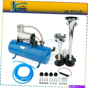 Train Horn ԓdԃgbN̂߂4^VgybgGA[z[12VRvbT[^NQ[WLbg 4 Brand New Trumpet Air Horn 12V Compressor Tank Gauge Kit for Car Train Truck