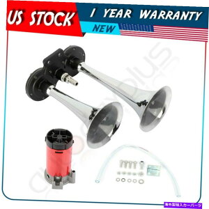Train Horn 135fVx12VfAgybgGA[z[RvbT[Lbg̓dԎԂ̃gbÑ{[g 135db 12V Dual Trumpet Air Horn Compressor Kit For Train Car Truck Boat