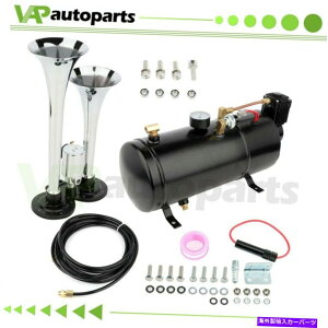 Train Horn fAgybg150PSI 3LԂ̃gbNԃ{[gp̃GARvbT[^NGAz[Lbg Dual Trumpet 150PSI 3L Air Compressor Tank Air Horn Kit For Car Truck Train Boat