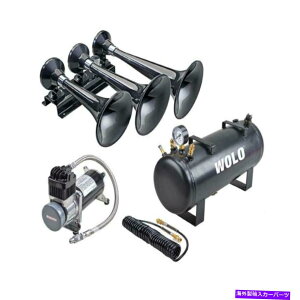 Train Horn I{[hGAVXeƂWolo 855858GNXvXPro3gybgdԃz[ Wolo 855-858 Express Pro 3 Trumpet Black Train Horn with On-Board Air System