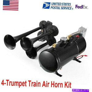 Train Horn gbNg[[̂߂4 - gybg150fVx^12VdԃGAz[Lbg150PSIRvbT[ 4-Trumpet 150dB Metal 12V Train Air Horn Kit 150Psi Compressor For Trailer Truck