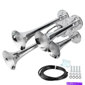 Train Horn gbNԗSUVpdGA[z[4gybgTC135fVx12VXs[J[ Electric Air Horn 4 Trumpet Siren 135dB 12V Loudspeaker for Truck Car Train SUV