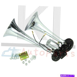 Train Horn �N���[���X�[�p�[���E�h�f���A���g�����y�b�g150�f�V�x���̂��߂Ƀg���b�N�̗�ԃ{�[�gRV�G�A�z�[��W�\���m�C�h Chrome Super Loud Dual Trumpet 150db For Truck Train Boat RV Air Horn W Solenoid �y���s
