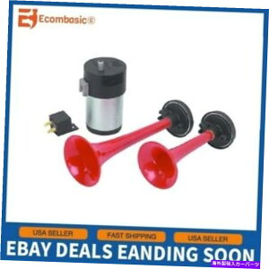 Train Horn X[p[EhfA12VgybgGA[z[RvbT[LbgԂ̃gbÑ{[ggCNEW Super Loud Dual 12V Trumpet Air Horn Compressor Kit Car Truck Boat Train NEW