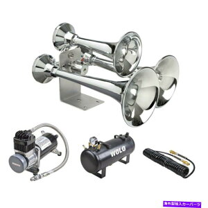 Train Horn WoloLm{[ExpresśAI{[hGAVXew3gybgN[dԃz[PRO Wolo Cannon Ball Express Pro 3 Trumpet Chrome Train Horn w On-Board Air System