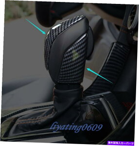 Carbon fiber Internal XotHX^[2019N̂߂ɃJ[{t@Co[ԃo[VtgmuJo[g Carbon Fiber Inner Gear Lever Shift Knob Cover Trim For Subaru Forester 2019