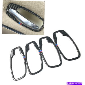Carbon fiber Internal BMW E60��525i�̂��߂�4X�J�[�{���t�@�C�o�[M-�X�g���C�v�C���i�[�h�A�n���h���t���[���J�o�[�X�e�b�J�[ 4X Carbon Fiber M-Stripe Inner Door Handle Frame Cover Sticker for BMW E60 525i �y���s�A��