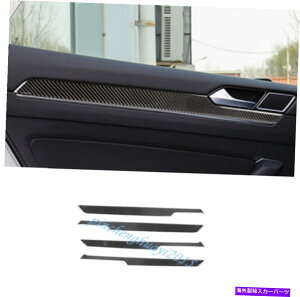 Carbon fiber Internal VW Arteon 2019�̂��߂�4�{���J�[�{���t�@�C�o�[���������I�ȃX�g���b�v�g���� 4PCS Real Carbon Fiber Inner Door Decorative Strip Trim For VW Arteon 2019 �y���s�A���i�z