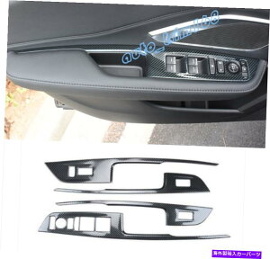 Carbon fiber Internal �A�L����RDX 2019�̂��߂�4�{�̒Y�f�@�ۃC���i�[�J�[�E�B���h�E�X�C�b�`�p�l���J�o�[�g���� 4PCS Carbon Fiber Inner Car Window Switch Panel Cover Trim For Acura RDX 2019 �y���s�A���i�z