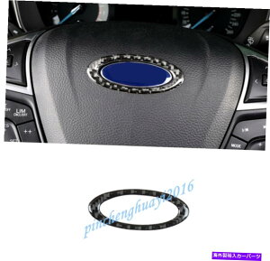 Carbon fiber Internal ۂ̒Yf@ۃCi[XeAOzC[̃ST[Nĝ߂2015N2019NtH[hGbW Real Carbon Fiber Inner Steering Wheel Logo Circle Trim For Ford Edge 2015-2019