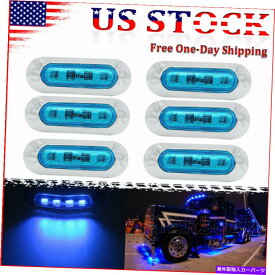 Side Marker ピータービルトトラックフレートライナートレーラー3.9" ブルーLEDサイドマーカーLighhtsのための6倍 6x for Peterbilt Truck freightliner Trailer 3.9" Blue LED Side Marker Lighhts