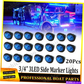 Side Marker 20X 12Vミニ新幹線ライトブルーサイドマーカーライトをLED 3/4" ラウンドトラックトレーラー 20X 12V Mini 3/4" Round Truck Trailer LED Bullet Light Blue Side Marker Lights