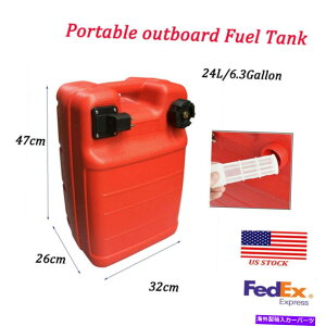 GAS TANK FUEL 24L 6.3Gallon|[^uKXʔR^NW /RlN^̃}DOč 24L 6.3Gallon Portable Gas Can Fuel Tank W/Connector For Marine Outboard US