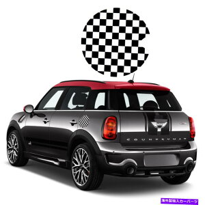 GAS TANK FUEL s͗l̃X^Ct[G^NKXLbvJo[XebJ[̂߂̃~jN[p[2002+ Checkered Pattern Style Fuel Tank Gas Cap Cover Sticker For Mini Cooper 2002+