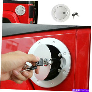 GAS TANK FUEL tBbĝ߂̃W[vO[JK 2007-2017Vo[KX^NLbvJo[t[GtB[hA Fit For Jeep Wrangler JK 2007-2017 Silver Gas Tank Cap Cover Fuel Filler Door
