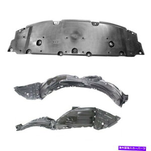 Fender Liner Splash 16-18g^̃vEX̐VtgtF_[Ci[A_[Jo[XvbVK[h̐ݒ New Front Fender Liner & Undercover Splash Guard Set For 16-18 Toyota Prius