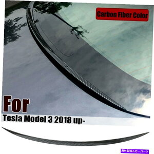 Cover Rear Trunk EBÔ߂ɃeXf3ێYf@ۂ̃X^CgNX|C[Jo[ Carbon Fiber Style Trunk Spoiler Cover Water Retaining Wing For Tesla Model 3