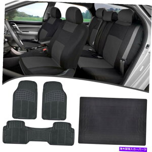 Cover Rear Trunk jo[TJ[V[gJo[+o[tA}bg+AgNCi[-Charcoal /ubN Universal Car Seat Covers + Rubber Floor Mats + Rear Trunk Liner -Charcoal/Black