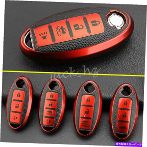 Cover Rear Trunk YCtBjeB2 3 4{^X}[gԂ̃L[tHuJo[P[Xz_[U[ For Nissan Infiniti 2 3 4 Button Smart Car Key Fob Cover Case Holder Leather Red