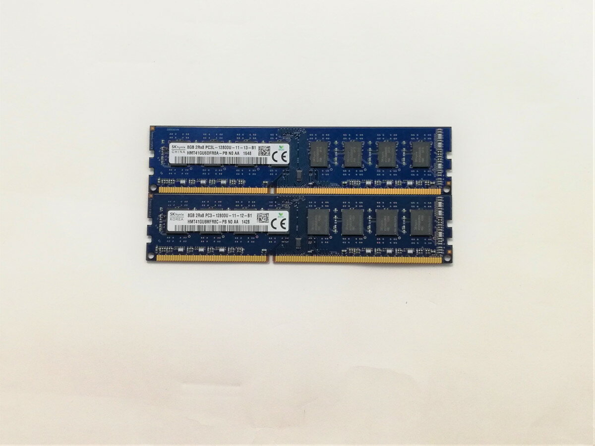 SKhynix  デスクトップパソコン用メモリー PC3L-12800U  PC3L-1600 DDR3L 8GB 2枚セット 計16GB 動作品 互換増設メモリ