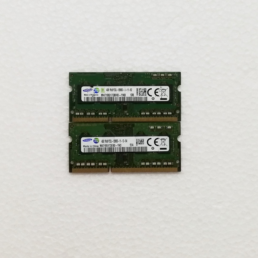 正規 SAMSUNG ノートパソコン用メモリー PC3L-12800S 計8GB DDR3L-1600 4GB 2枚セット 204pin 動作品  互換増設メモリ 増設メモリ