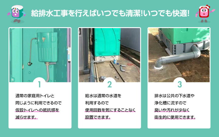 楽天市場】旭ハウス工業 仮設トイレ AUG-FW+15WS 洋式水洗架台付 駐 