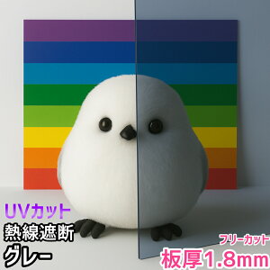 ポリカーボネート板 1.8mm 熱線遮断グレー フリーカット 切り売り 5,800円/1平米 UVカット 紫外線 赤外線 両面耐候 カーポート 愛車の劣化防止に