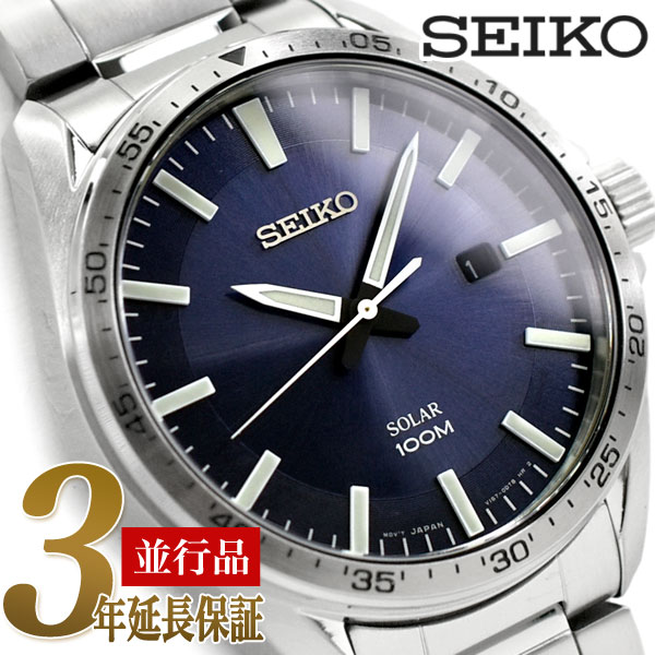 動画あり 3年保証 SNE483P1 逆輸入SEIKO セイコー 人気ブランドを ソーラー メンズ腕時計 メンズ 最大77％オフ！ 逆輸入 ステンレスベルト Solar SEIKO ダークネイビーダイアル 腕時計