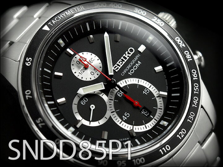 楽天市場 セイコー 腕時計 Seiko メンズ 逆輸入セイコー Sndd85p Sndd85p1 クロノグラフ 腕時計 クオーツ 電池式 男性用 100m 防水 海外モデル 3年保証 男性用 メンズウォッチ メタルベルト ブラック 黒 Sndd85pc あす楽 セイコー時計専門店 スリーエス