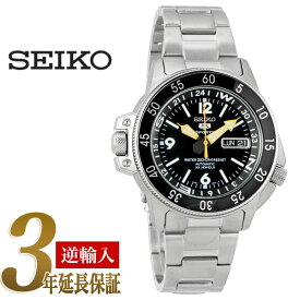 【10%OFFクーポン 4/18 0:00～4/21 9:59】【逆輸入SEIKO 5 SPORTS】セイコー5スポーツ ダイバーズウォッチ ブラックアトラス 自動巻き腕時計 ブラックダイアル メタルベルト SKZ211K1