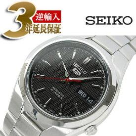 【逆輸入SEIKO5】セイコー5 メンズ自動巻き腕時計 ダイアカットブラックダイアル シルバーステンレスベルト SNK607K1