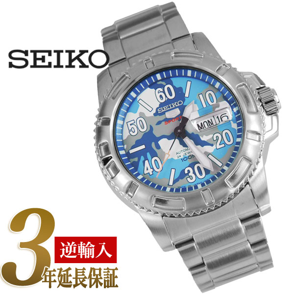 【日本製逆輸入SEIKO5】セイコー5 手巻き＆自動巻き式 メンズ腕時計 ブルーカモフラージュ ステンレスベルト SRP223J1 |  セイコー時計専門店 スリーエス