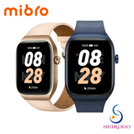 ミブロ Mibro Watch T2 SP380008 スマートウォッチ ディープブルー ライトゴールド レディース メンズ 電話 通話可能 健康管理 ヘルスケア 睡眠 生理周期 着信通知 替えベルト付き 【1年保証】