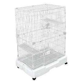 【ポイント10倍】猫 ケージ 2段 広々 キャットケージ 幅71.5×奥行52×高さ110cm ブラウン 引き出しトレー キャスター付き 折りたたみ 大型 シンプル 組立 カンタン おそうじ 室内 ハウス 送料無料 CAGEA2