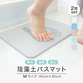 【ポイント10倍】 【2枚セット】珪藻土バスマット バスマット 珪藻土 マット 珪藻土マット Mサイズ 40cm 珪藻土 バスマット 足拭きマット 足ふきマット お風呂マット 水切りマット 吸水 速乾 抗菌 おしゃれ かわいい バス用品 新生活 送料無料 HBA001SET2