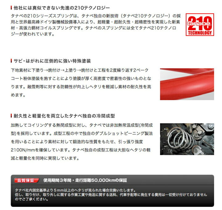 楽天市場】タナベ SUSTEC ダウンサス DF210 プリウス ZVW30用 送料無料 