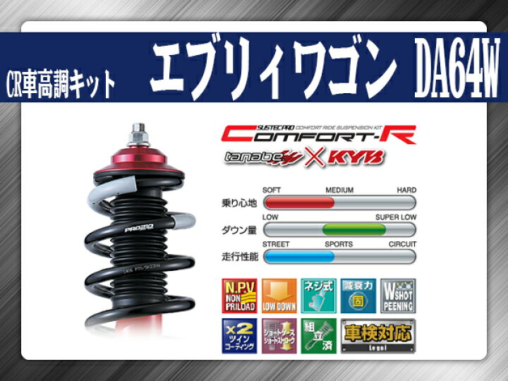 楽天市場】タナベ SUSTECPRO CR車高調キット エブリィワゴン DA64W 