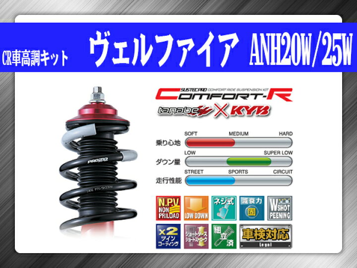 楽天市場】タナベ SUSTECPRO CR車高調キット ヴェルファイア ANH20W 