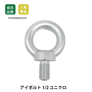 【30日限定 全品P5倍】アイボルト 1/2 ユニクロ 吊りボルト ユニクロメッキ 輪つきボルト 吊りクランプ スリング 荷締機