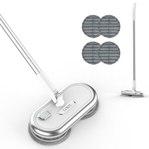 電動 回転モップクリーナ 軽量 電動モップ 水拭き コードレス 床拭き モップパッド4枚付き フローリング掃除 高速回転 充電式 自立式 掃除グッズ