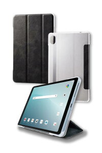 エレコム dtab Compact d-52C フラップケース 背面クリア ソフトレザー素材 2アングルスタンド ブラック TB-L221WVBK