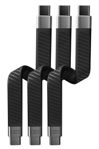 EzoR Flex USB-C to USB-C �Z���P�[�u�� 13.5cm ���` �f�[�^�]���E�[�d�P�[�u�� PD�[�d�Ή� 0.13m USBC - USBC Type-C to Type-C �t���b�g�P�[�u�� Thunderbolt 3 / 4 �Ή�