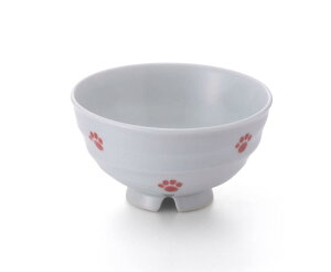 西日本陶器 食器 水切り 水切れ 茶碗 お茶碗 ちゃわん ネコ 可愛い 有田焼 足あとねこ水切り飯碗(赤・1個)