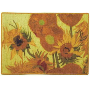 平津産業(iratsu Sangyo) 名画 玄関マット ゴッホ ひまわり 65×45cm 日本製 滑りにくい加工 室内 おしゃれ 北欧 大きめ 洗える 可愛い 業務用 風水 大きめ 洗える 厚さ1cm 大判 92149800